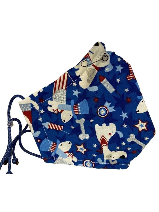Handmade Other - Handmade Patriotic Dog Adjustable Adult Face Mask XL Blue Red White